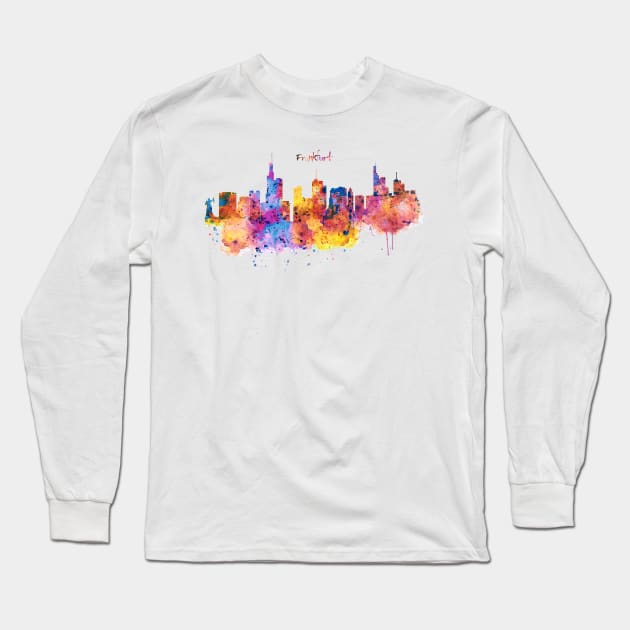 Frankfurt Watercolor Long Sleeve T-Shirt by Marian Voicu